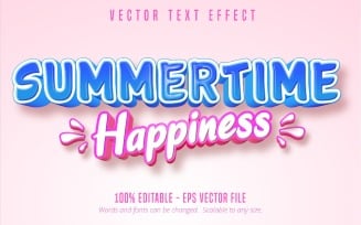 Summertime Happiness - Editable Text Effect, Comic And Cartoon Text Style, Graphics Illustration