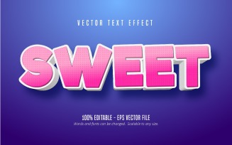 Sweet - Editable Text Effect, Pink Cartoon And Comic Text Style, Graphics Illustration