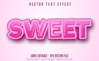 Sweet - Editable Text Effect, Pink Color Cartoon And Comic Text Style, Graphics Illustration