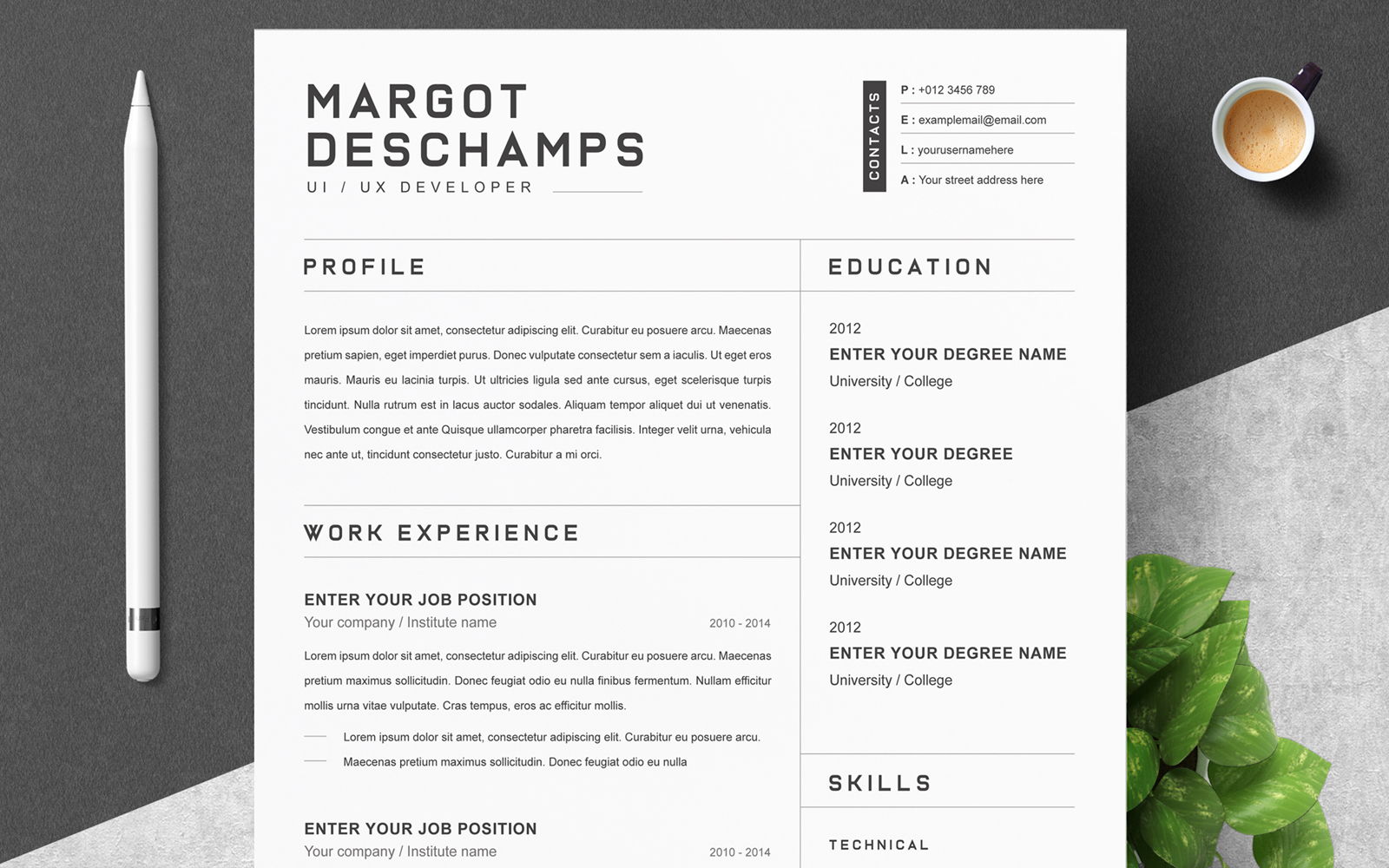Template #221856 Resume Template Webdesign Template - Logo template Preview