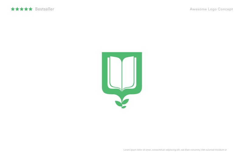 Book on a shield with sprout for college and university. Knowledge classic logo. Logo Template