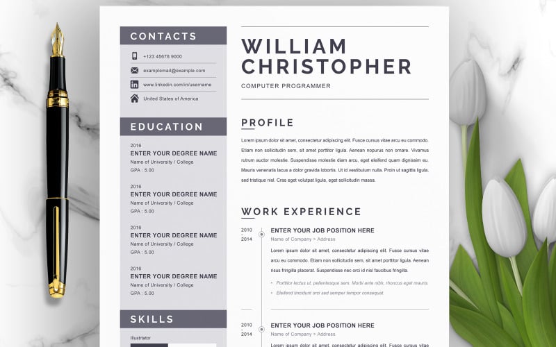 Christopher / Modern Resume Resume Template