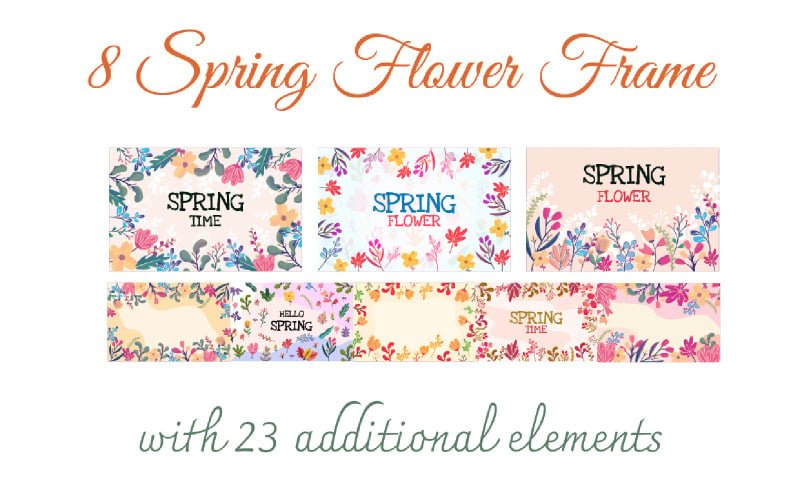 8 Spring Flower Frame with 23 Additional Elements 1 Illustration