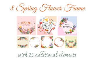 8 Spring Flower Frame with 23 Additional Elements 2
