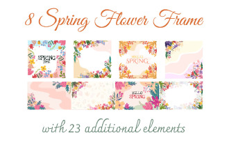 8 Spring Flower Frame with 23 Additional Elements 3