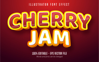Cherry Jam - Editable Text Effect, Comic And Cartoon Text Style, Graphics Illustration