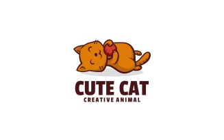 Cute Cat Simple Mascot Logo