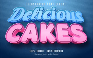 Delicious Cakes - Editable Text Effect, Comic And Cartoon Text Style, Graphics Illustration