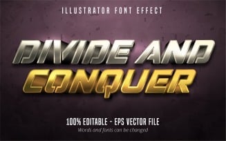 Divide And Conquer - Editable Text Effect, Golden And Silver Text Style, Graphics Illustration