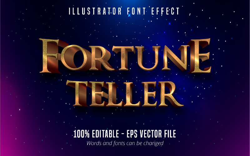 Fortune Teller - Editable Text Effect, Golden Text Style, Graphics Illustration