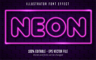 Neon - Editable Text Effect, Neon Glowing Purple Text Style, Graphics Illustration