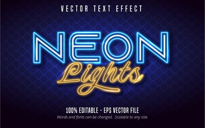 Neon Lights - Editable Text Effect, Colorful Neon Glowing Text Style, Graphics Illustration