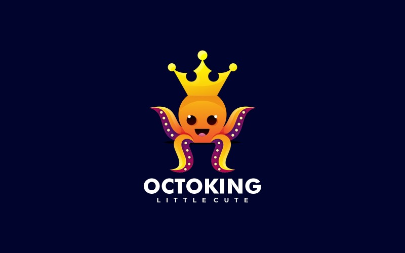 Octopus King Gradient Logo Logo Template