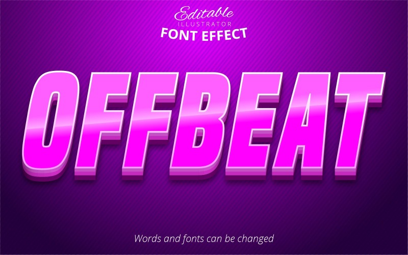 Offbeat - Editable Text Effect, Purple Comic And Cartoon Text Style, Graphics Illustration