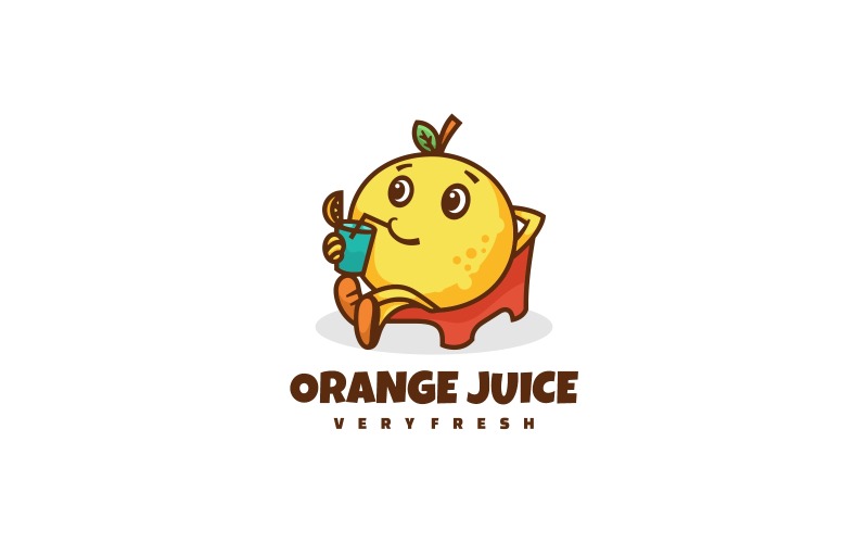 Orange Juice Cartoon Logo Logo Template