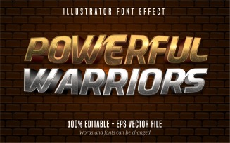 Powerful Warriors - Editable Text Effect, Golden And Silver Text Style, Graphics Illustration
