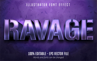 Ravage - Editable Text Effect, Purple Metallic Silver Text Style, Graphics Illustration