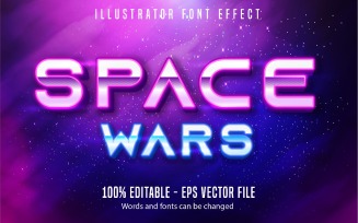 Space Wars - Editable Text Effect, Neon Glowing Text Style, Graphics Illustration