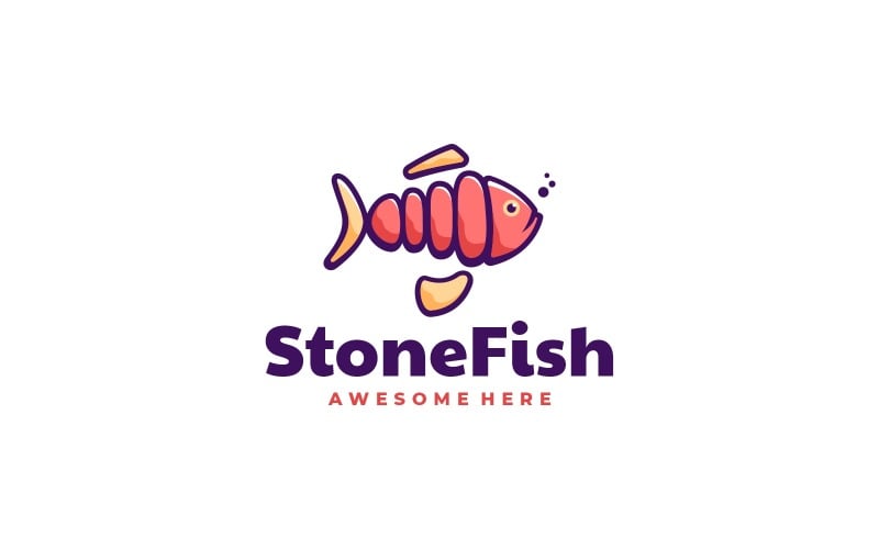 Stone Fish Simple Mascot Logo Logo Template