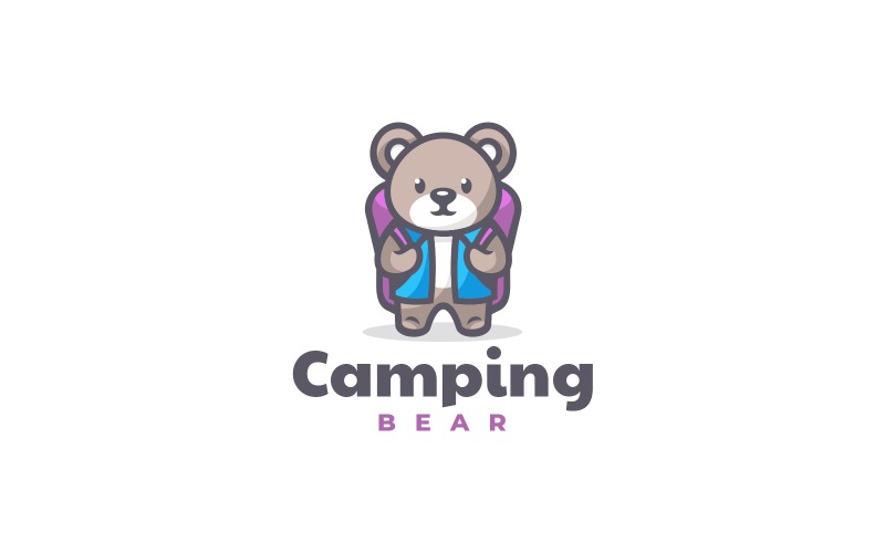 Bear Camping Cartoon Logo Logo Template