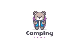 Bear Camping Cartoon Logo