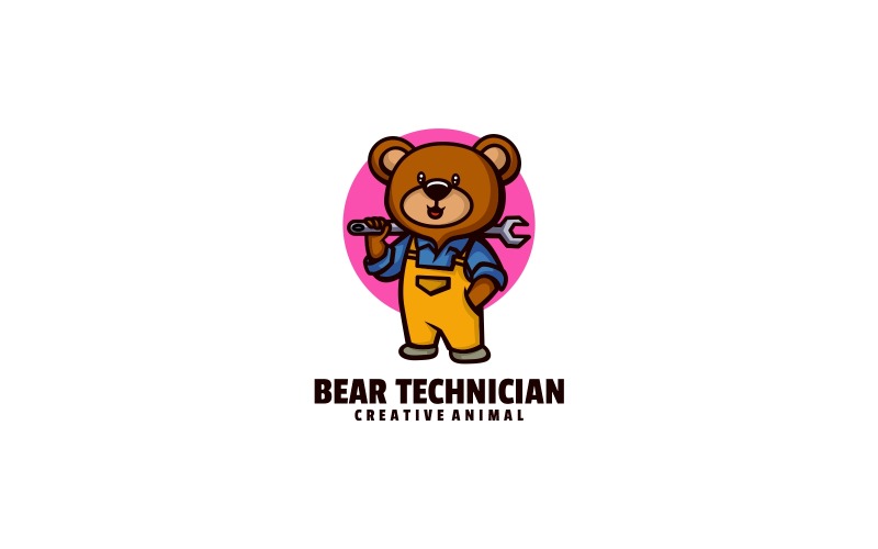 Bear Technician Mascot Cartoon Logo Logo Template