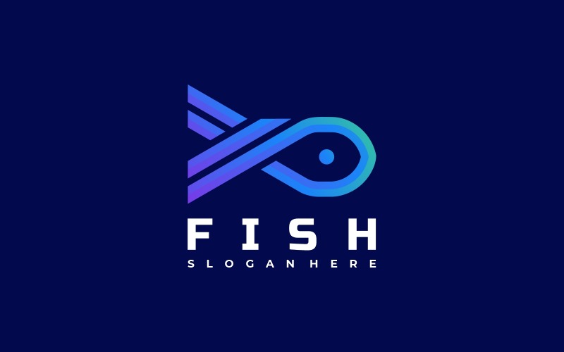 Fish Line Gradient Logo Style Logo Template