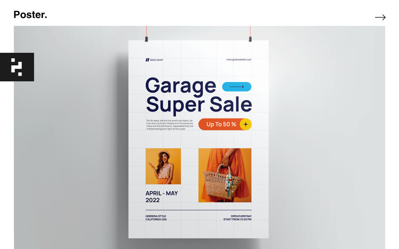 Garage Sale Poster Kit - Modern Swiss Style Corporate Identity
