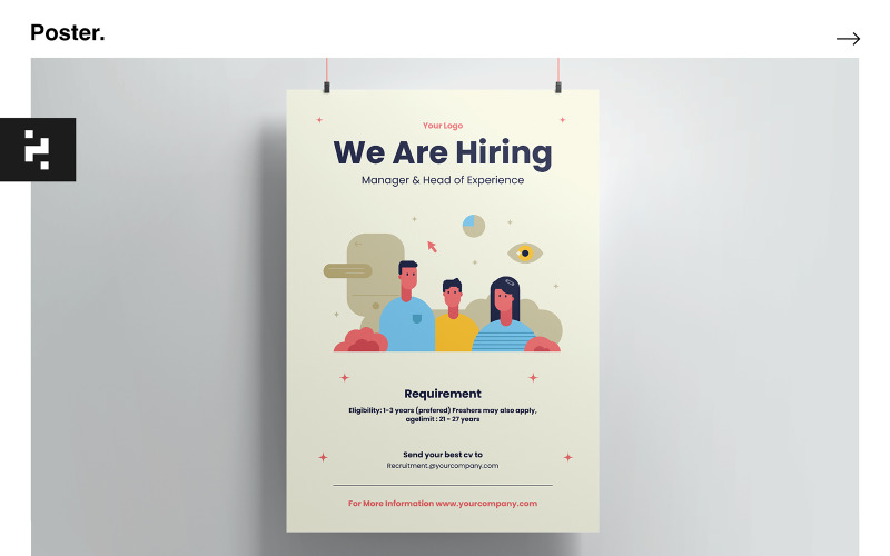 Job Vacancy Creative Poster Template Corporate Identity