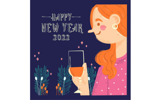 New Year Illustration (flat design)
