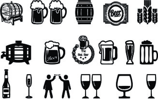 Alcoholic Drinks Icons Sett