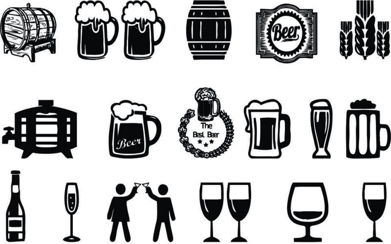 Alcoholic Drinks Icons Sett Icon Set
