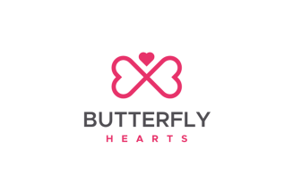 Butterfly Hearts Logo Template