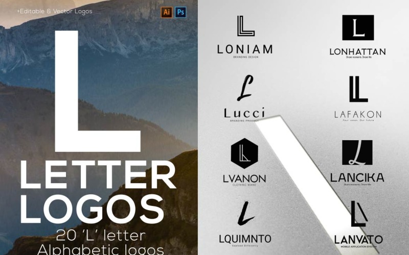20 "L" Letter Alphabetic Logos Logo Template