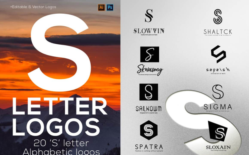 20 "S" Letter Alphabetic Logos Logo Template