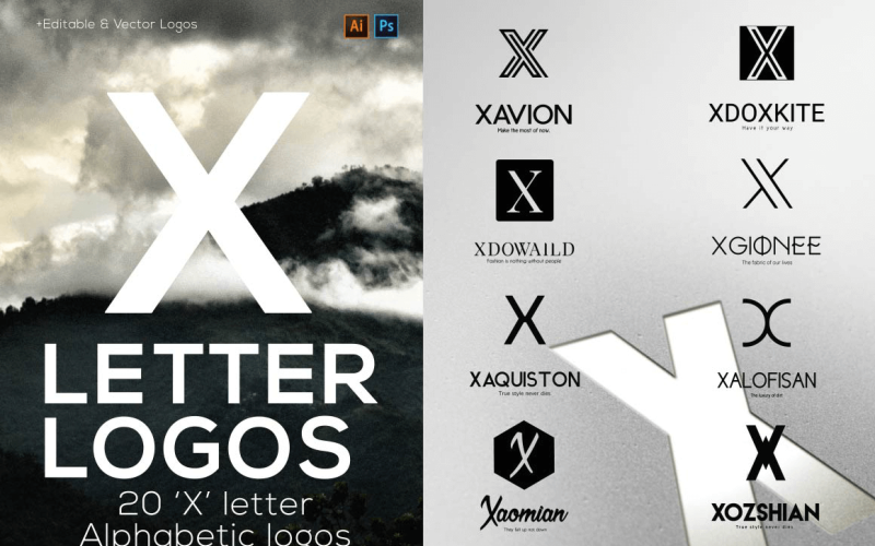 20 "X" Letter Alphabetic Logos Logo Template