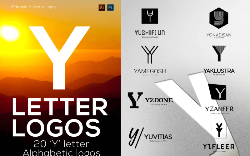 20 "Y" Letter Alphabetic Logos Logo Template
