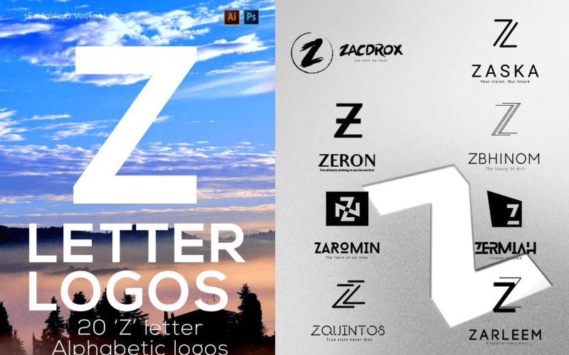20 "Z" Letter Alphabetic Logos Logo Template