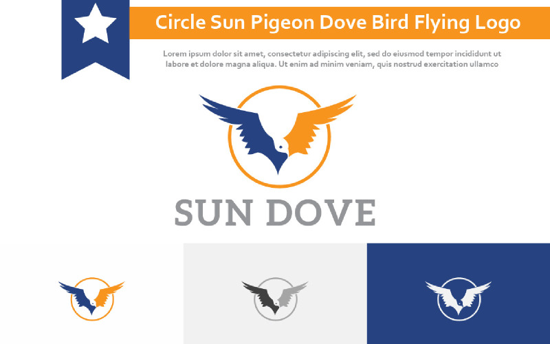 Circle Sun Pigeon Dove Bird Flying Wings Freedom Peace Logo Logo Template