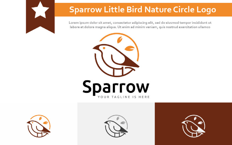 Cute Sparrow Little Bird Nature Peace Circle Line Logo Logo Template