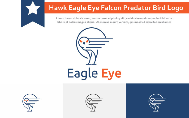 Hawk Eagle Eye Falcon Predator Bird Monoline Logo Template