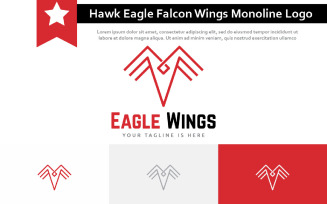 Hawk Eagle Falcon Wings Bird Monoline Modern Logo Template