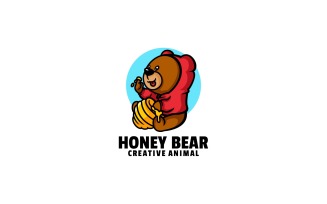 Honey Bear Cartoon Logo Template