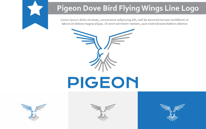 Pigeon Dove Bird Flying Wings Freedom Peace Line Abstract Logo Logo Template