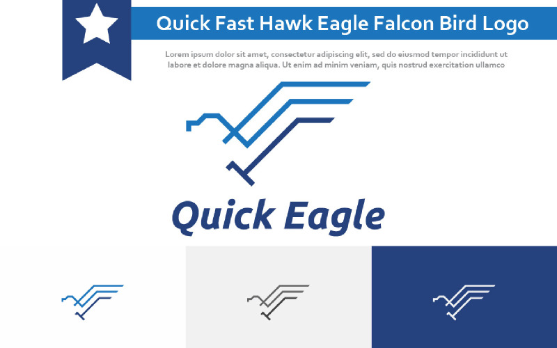 Quick Fast Hawk Eagle Falcon Flying Bird Monoline Logo Template