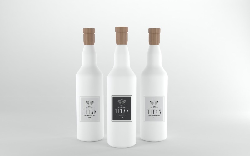 Render of a bottles Mockup isolated on a white background Product Mockup