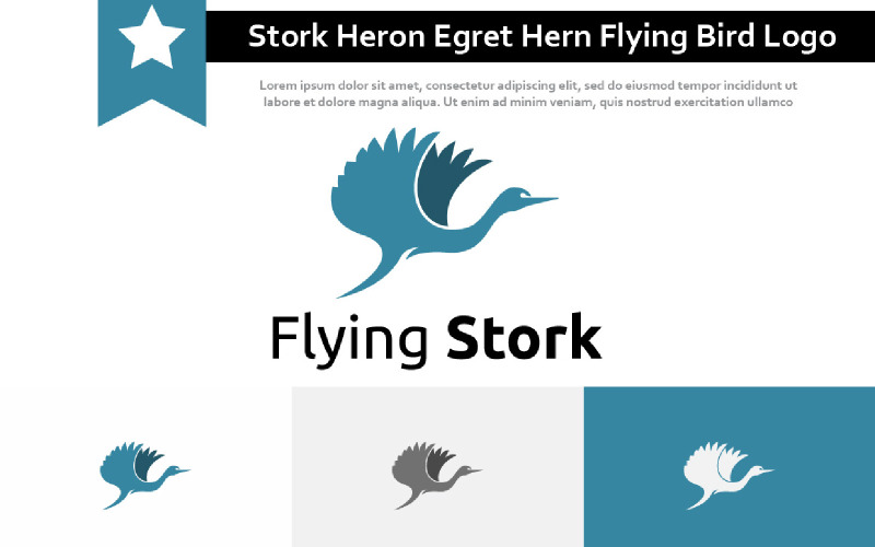 Stork Heron Egret Hern Flying Wings Bird Nature Animal Logo Logo Template
