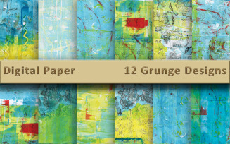 Background Digital Paper Grunge Designs - 12 JPEG files