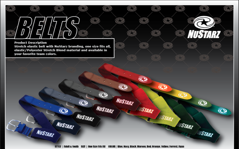 Baseball Belts Product Sheet by NuStarz Sports Vector Graphic