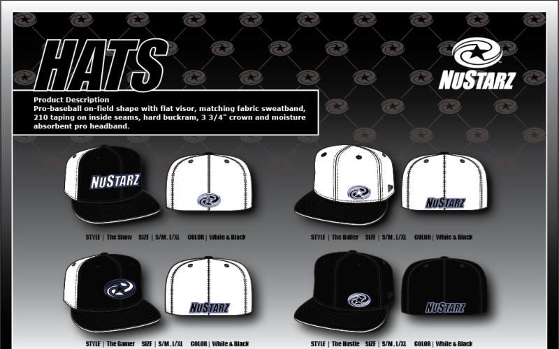 Baseball Hats Product Sheet by NuStarz Sports Vector Graphic